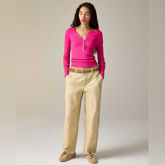 NWT J CREW Henley sweater in TENCEL™ blend in Cream/white - Picture 3 of 7